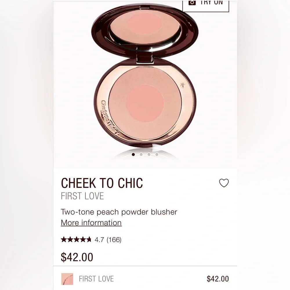 NEW Charlotte Tilbury CHEEK TO CHIC—FIRST LOVE Two-tone peach powder blusher
